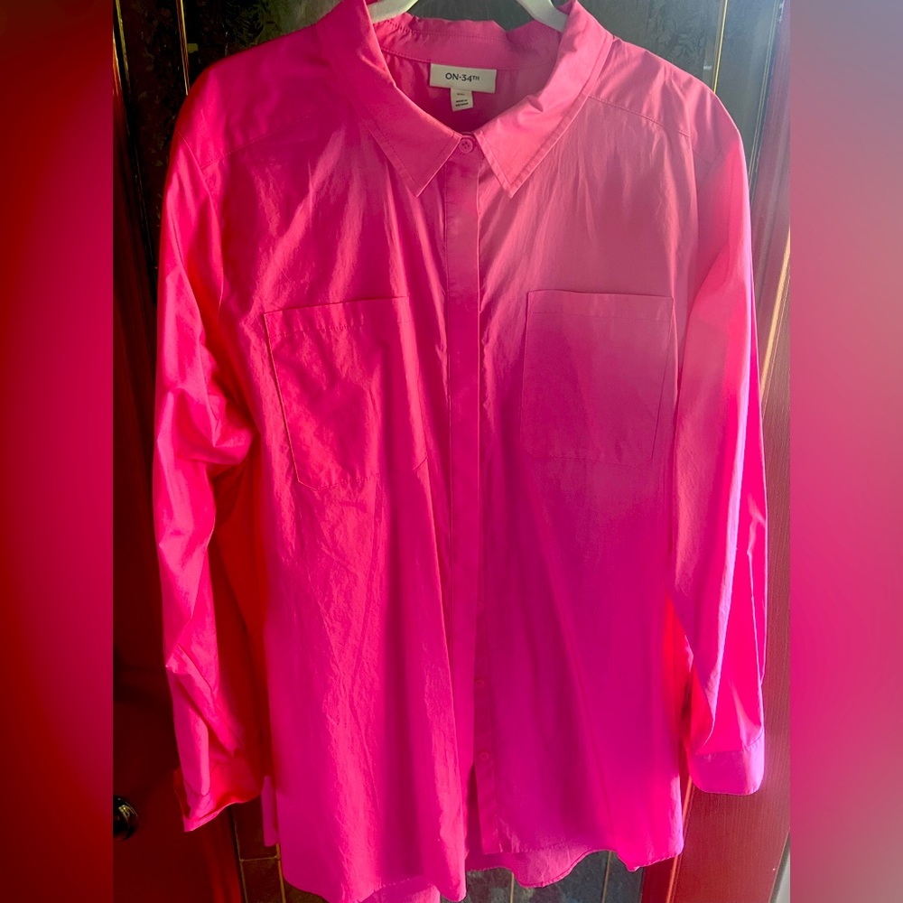 Bright Pink Button-Up Shirt